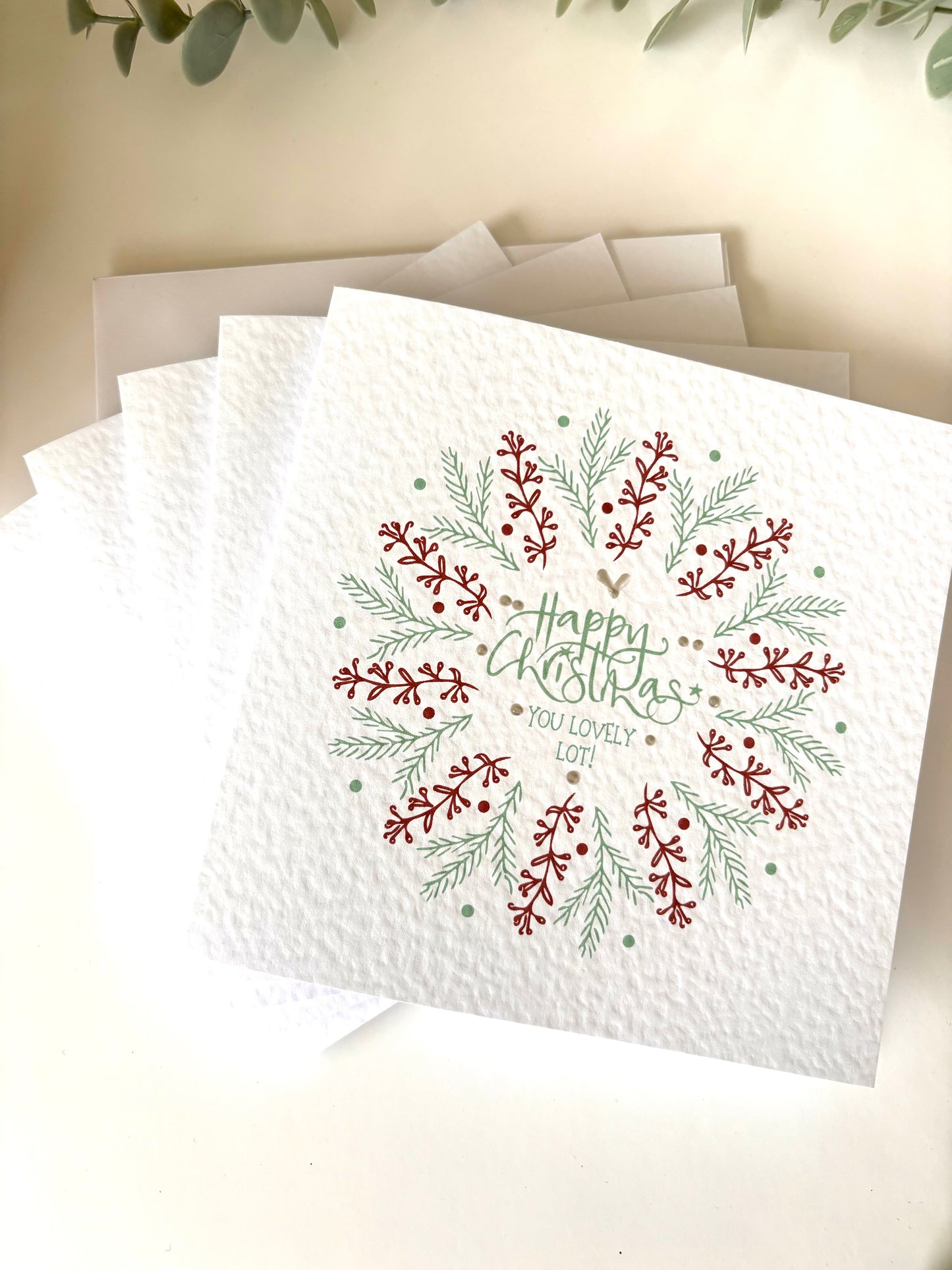 Pretty contemporary wreath ‘lovely lot’ Christmas Card Pack of 5