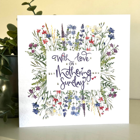 Pretty Watercolour Floral With Love on Mothering Sunday card