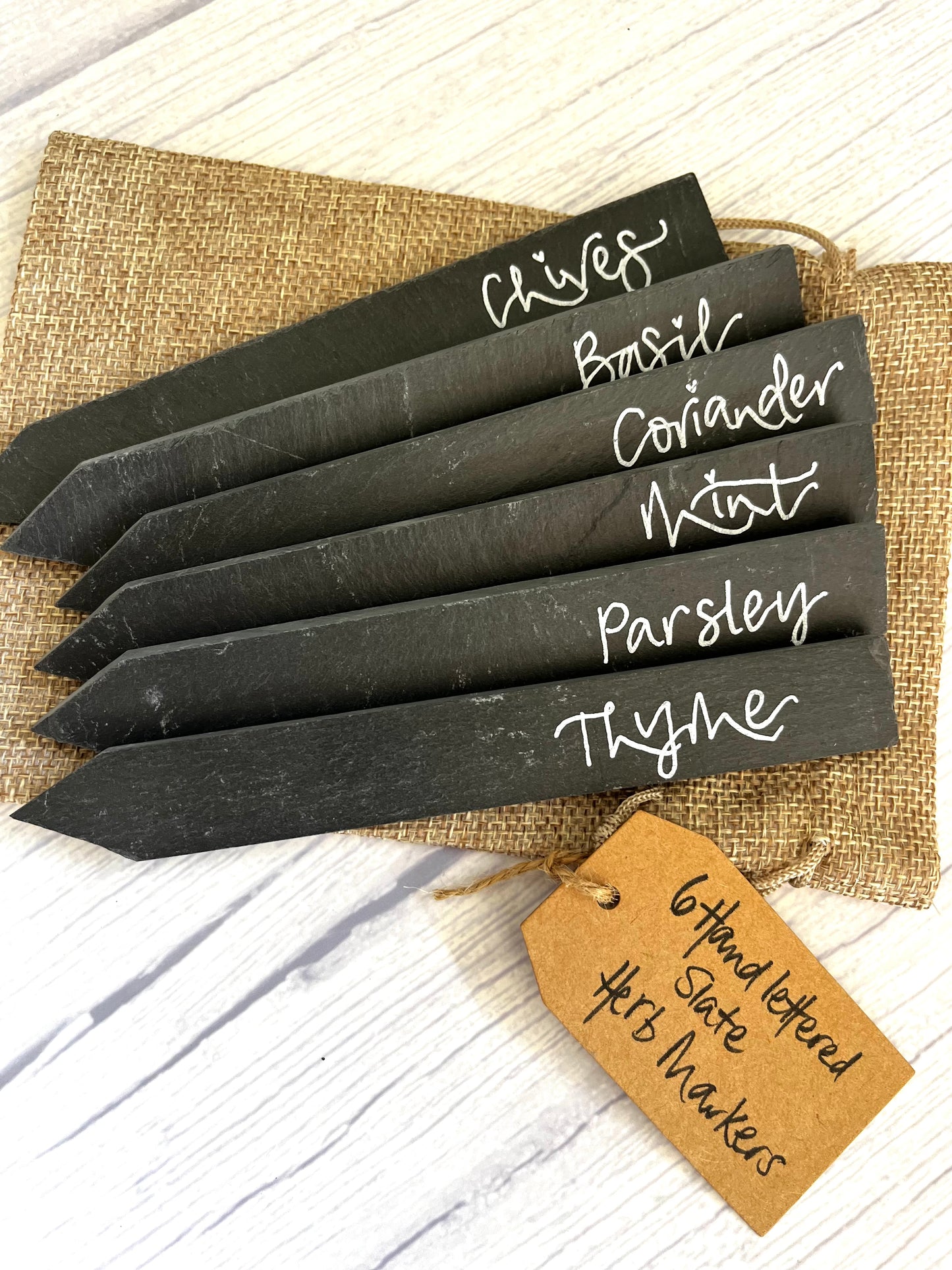 Hand-lettered slate garden markers - set of 6 by Coppertop Cards