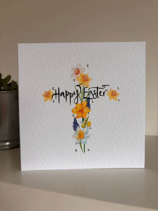 Floral cross Easter card