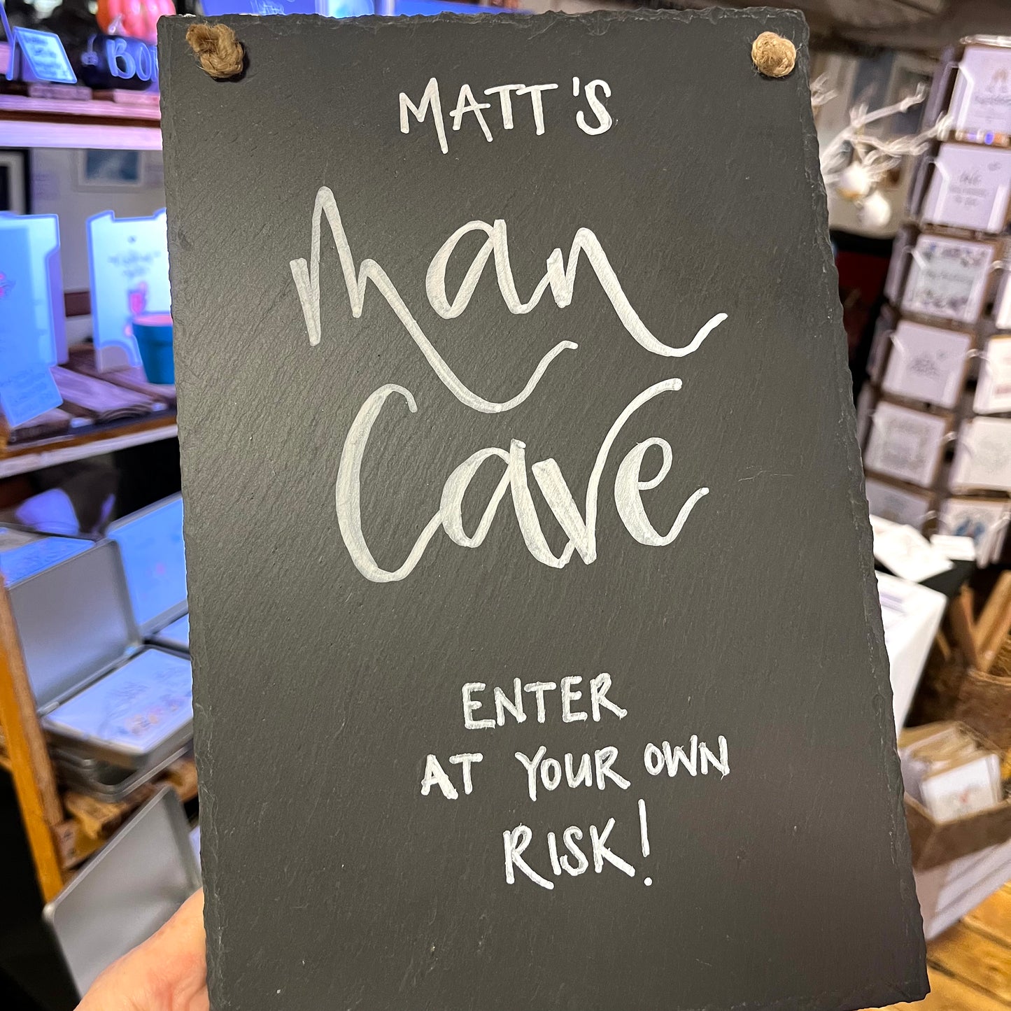 Hand-lettered Personalised Slate Sign by Coppertop Cards