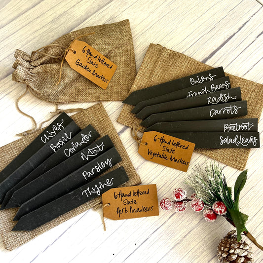Hand-lettered slate garden markers - set of 6 by Coppertop Cards