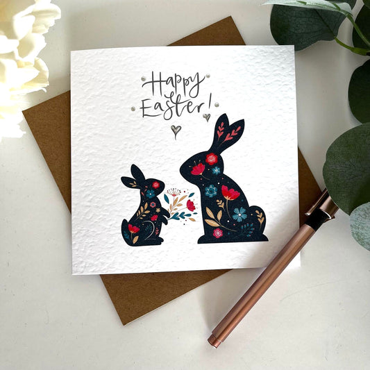Floral Easter Bunnys card