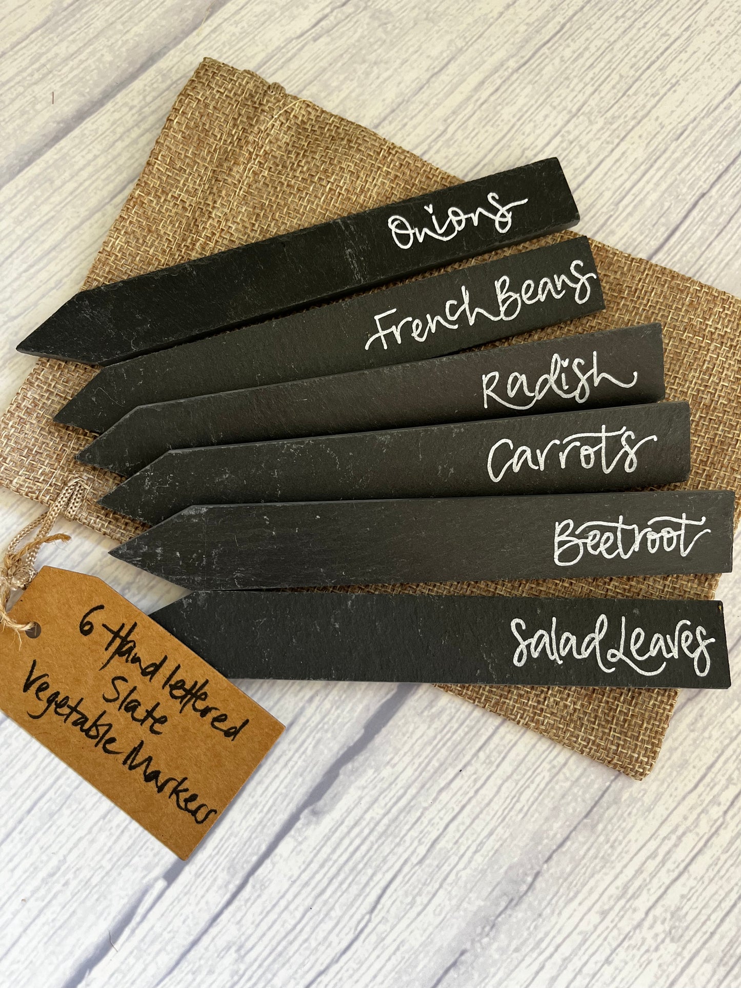 Hand-lettered slate garden markers - set of 6 by Coppertop Cards