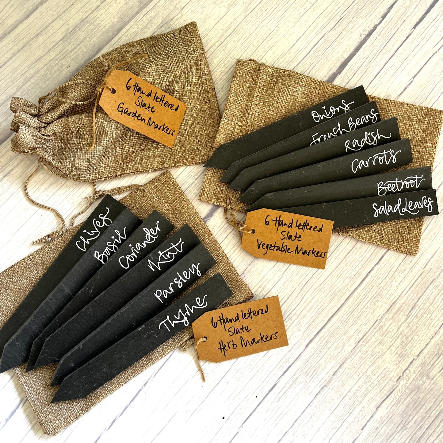 Hand-lettered slate garden markers - set of 6 by Coppertop Cards