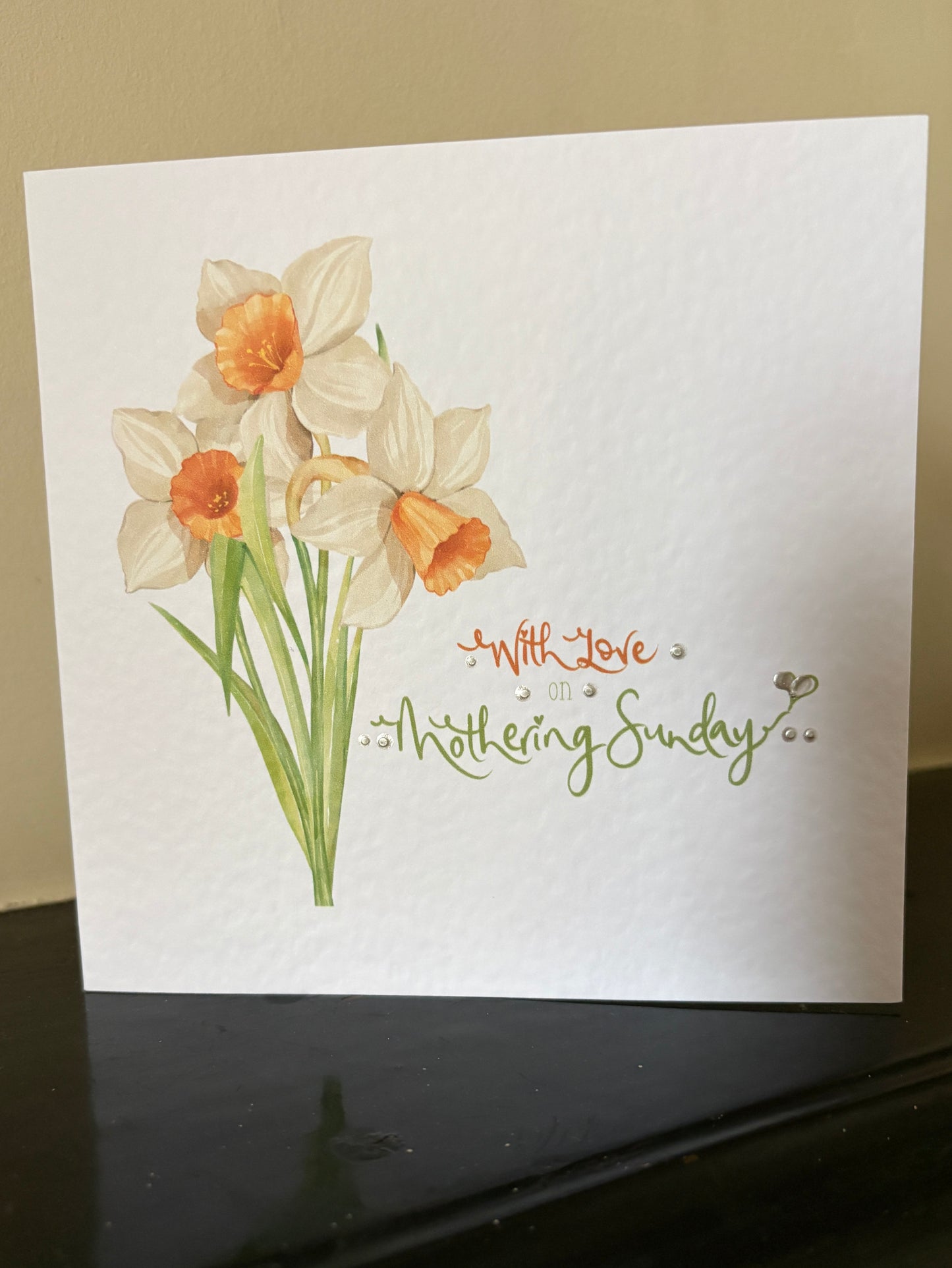 Pretty Watercolour Daffodil With Love on Mothering Sunday card
