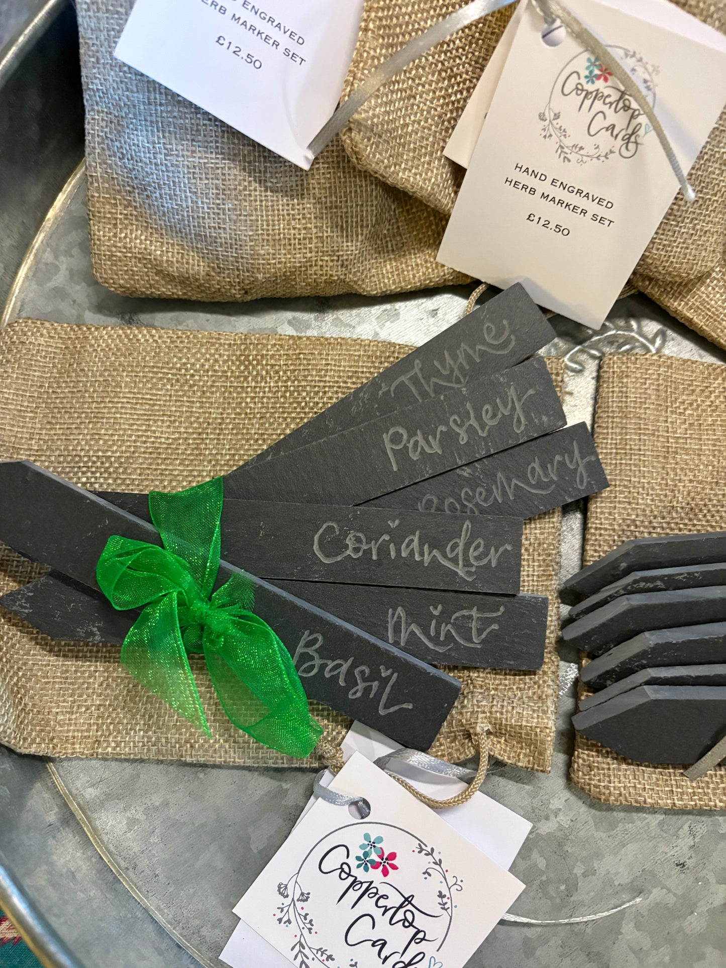 Hand-lettered slate garden markers - set of 6 by Coppertop Cards
