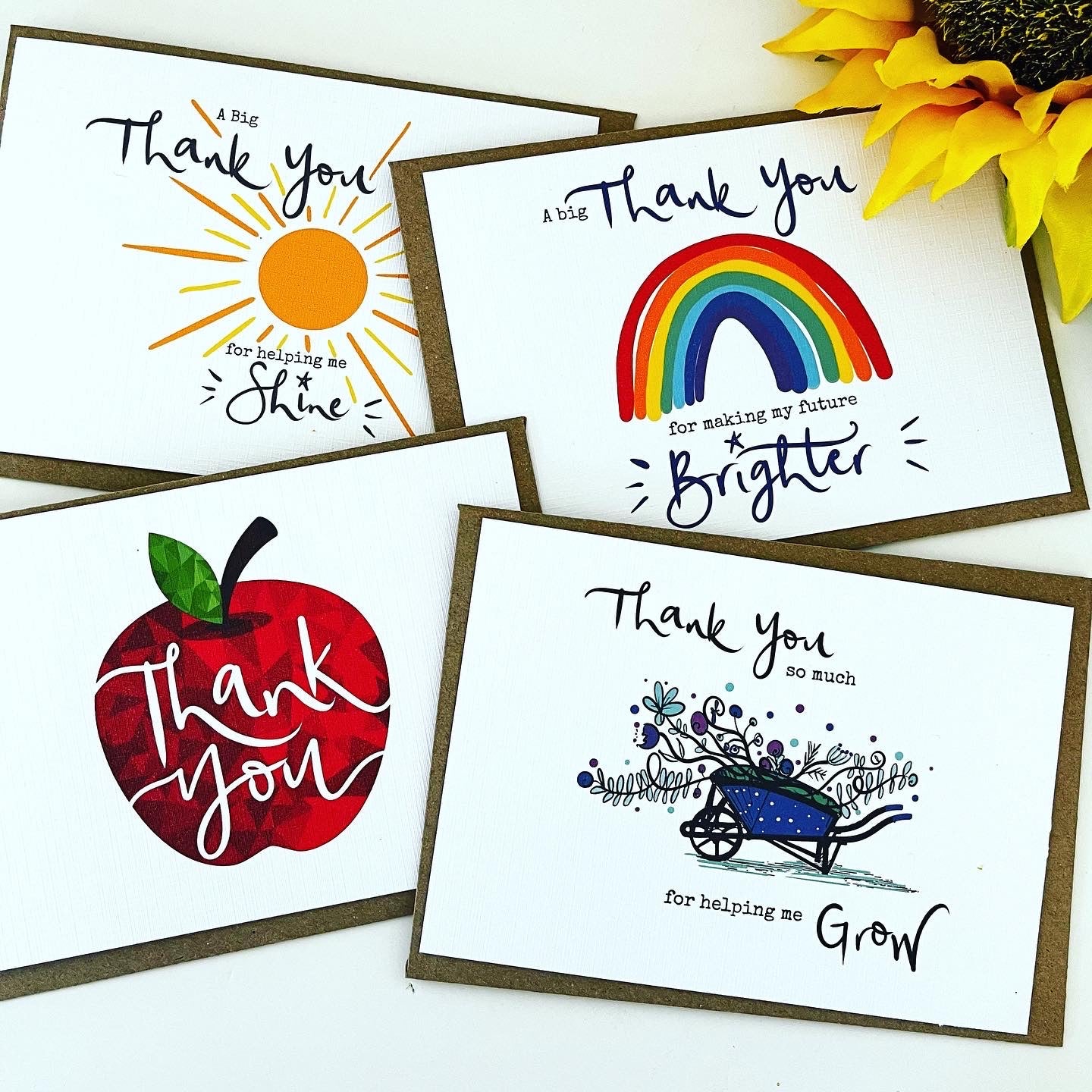 Thank you Set of 4 or 8 Teacher Postcards
