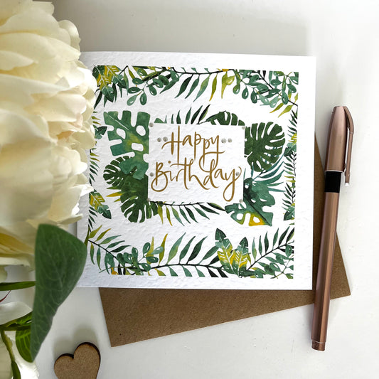 Jungle Leaf Monstera Plant Birthday Card