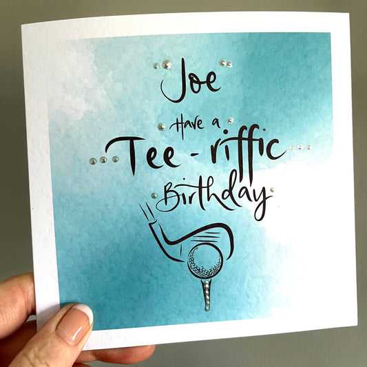 Golfer Tee-riffic Birthday Pun Card
