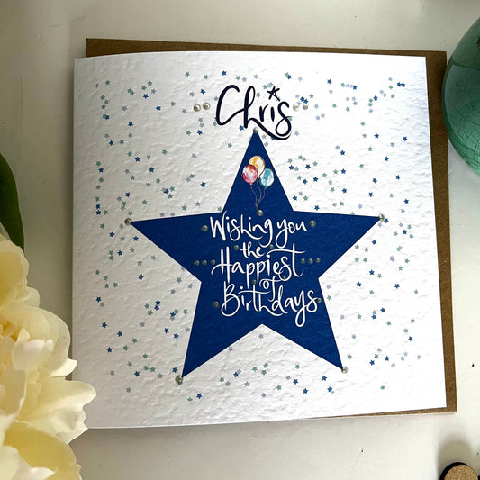 Speckled Star Birthday Card