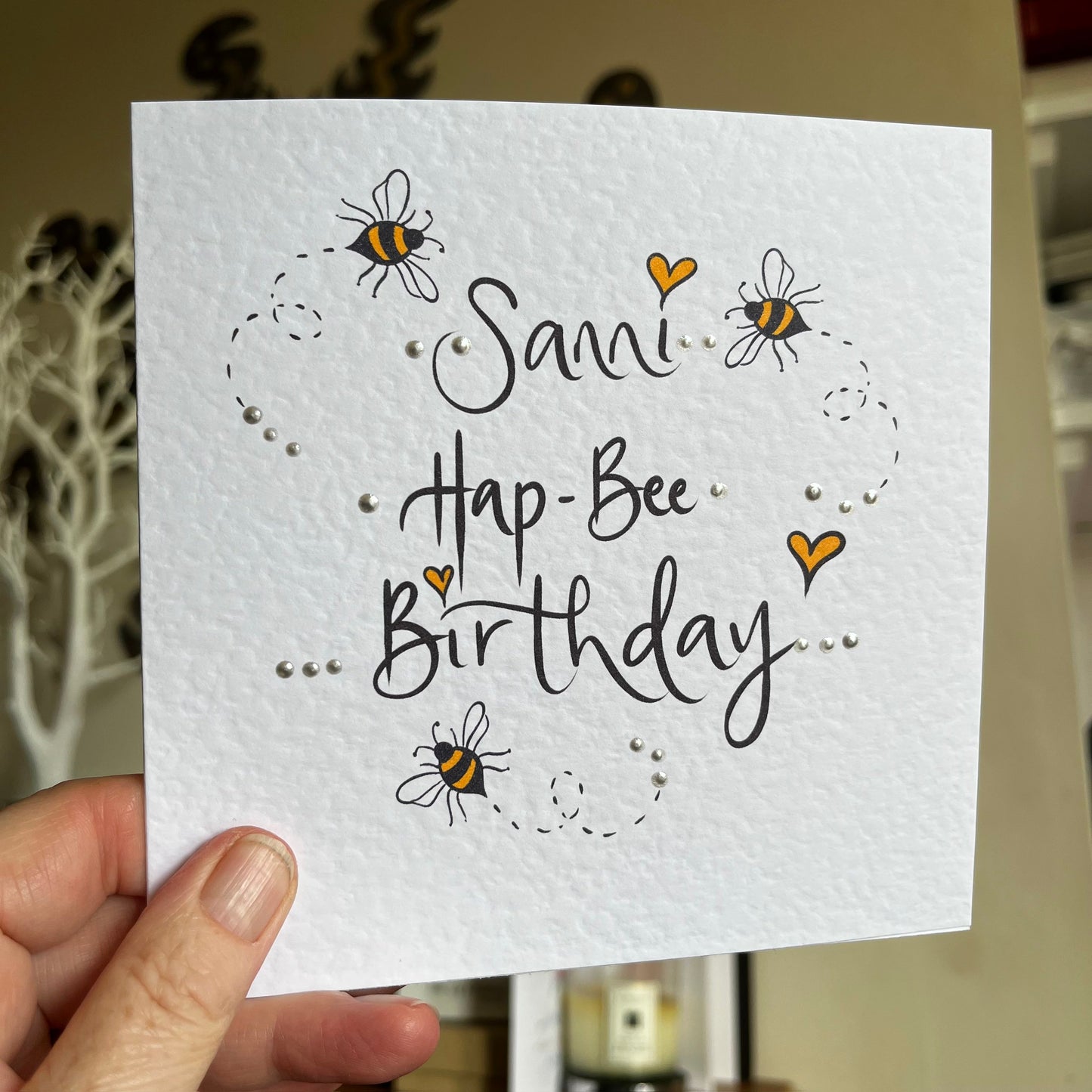 Personalised Hap-bee Birthday Pun Card
