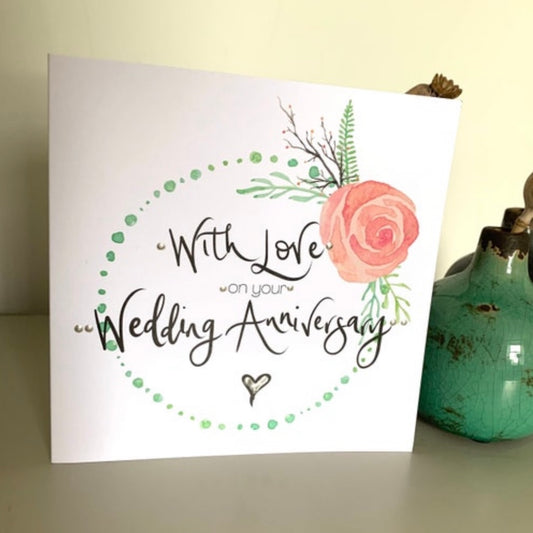 Rose Wreath Anniversary Card