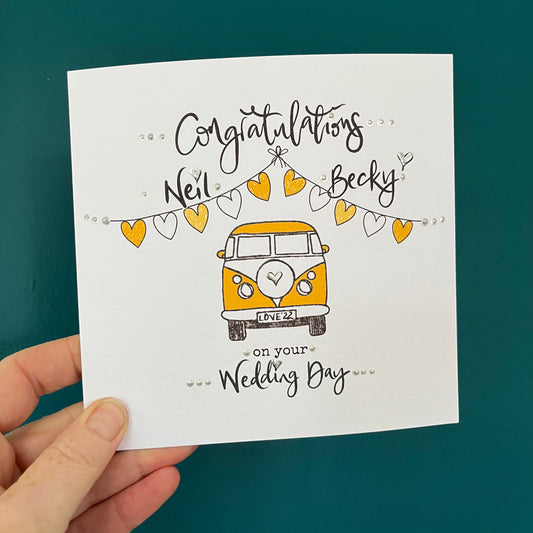 Personalised Congratulations On Your Wedding Day VW Camper Greetings Card