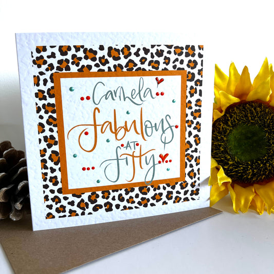 Personalised Fabulous at Fifty Birthday Card