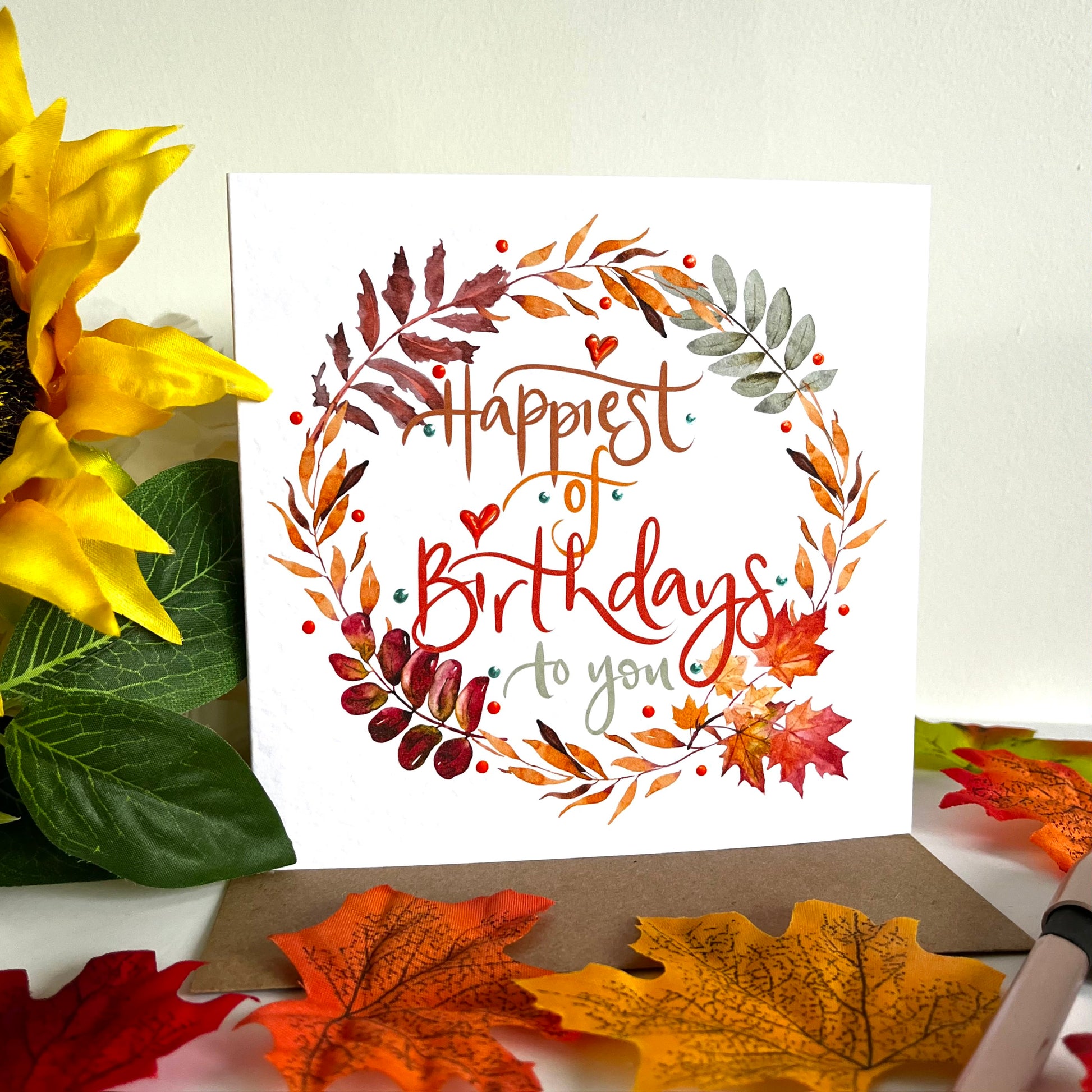 Happiest of birthdays to you leaf card