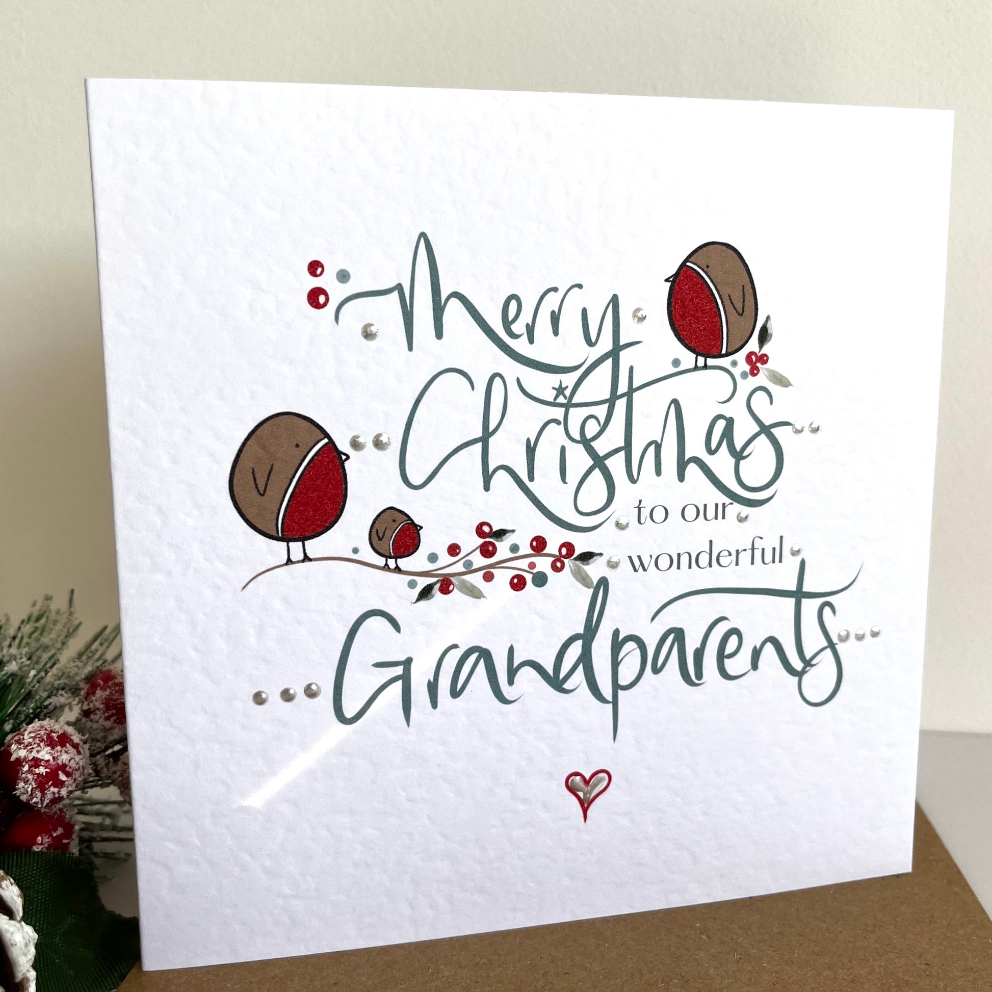 Merry Christmas To Our Wonderful Grandparents Robin Card