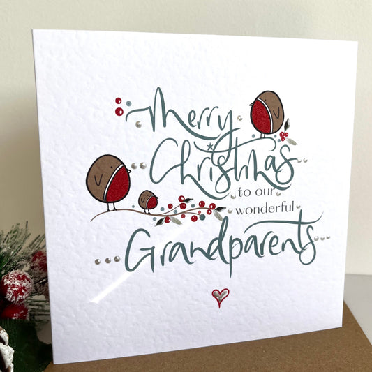 Merry Christmas To Our Wonderful Grandparents Robin Card