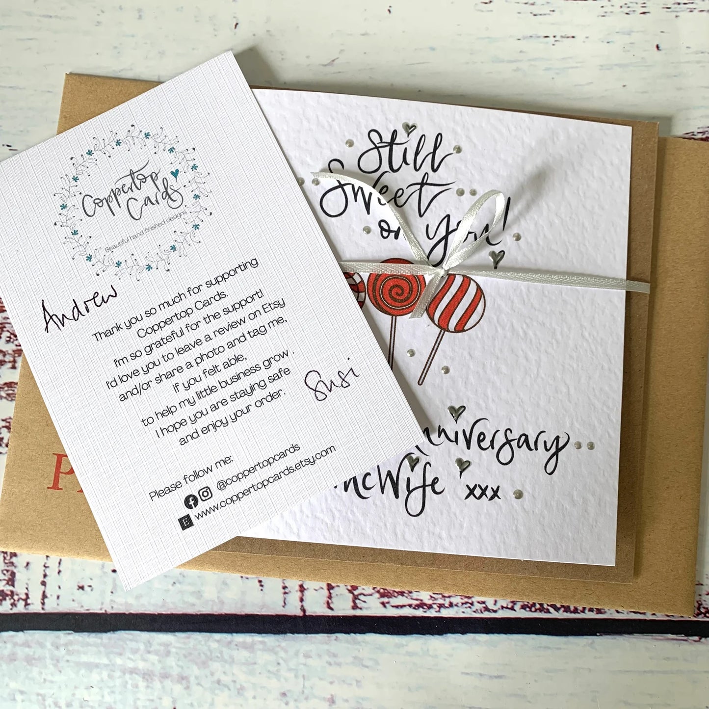 6th Anniversary "still sweet on you' lollipop Card