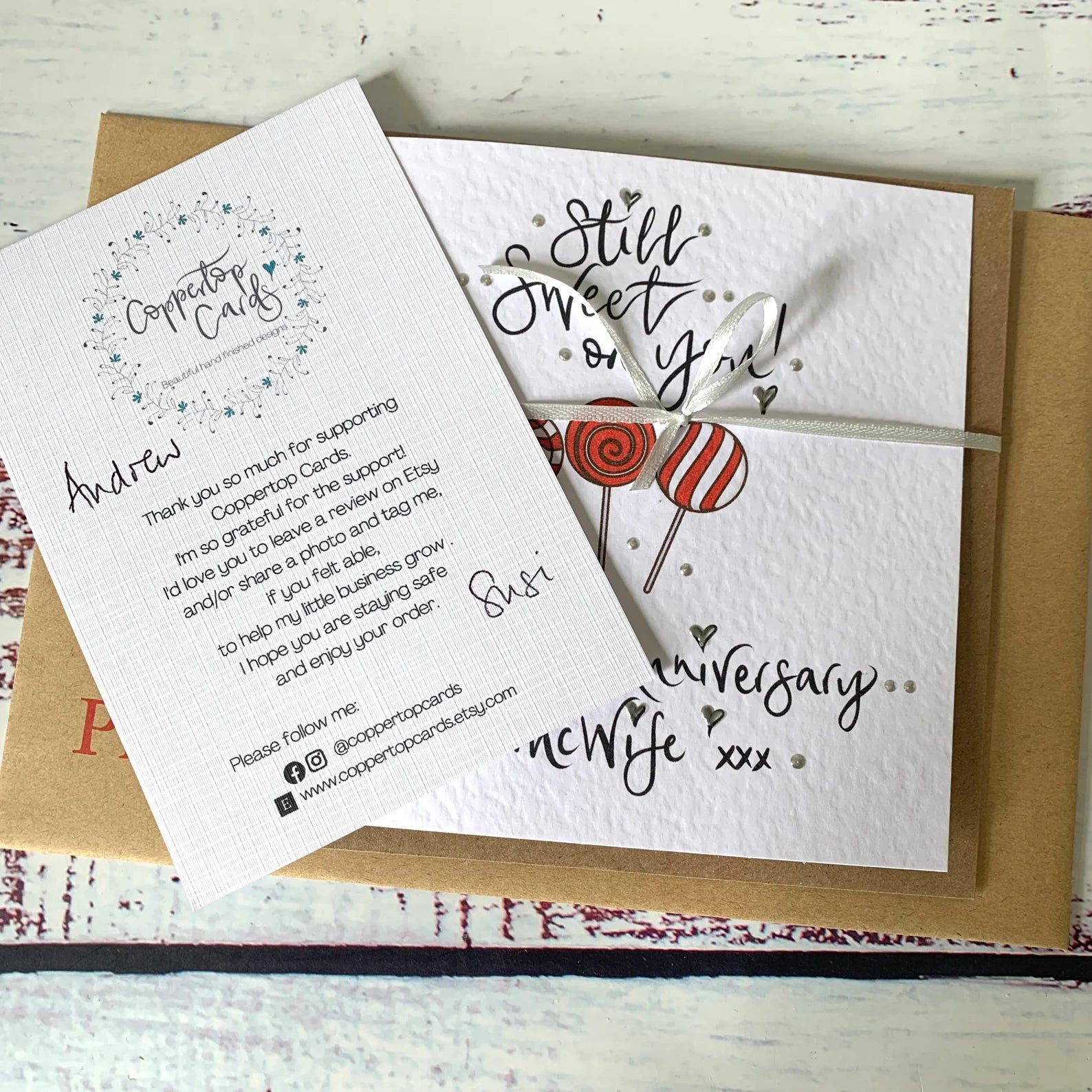 6th Anniversary "still sweet on you' lollipop Card
