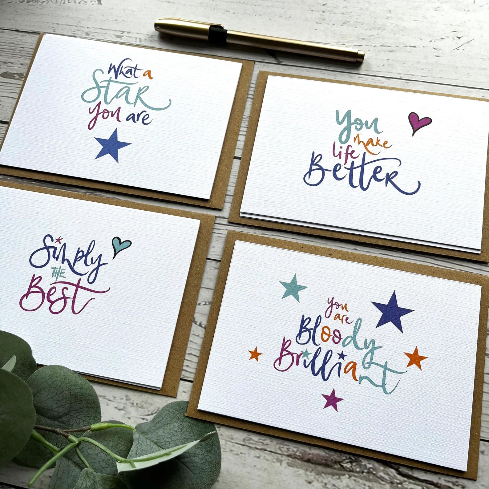 Set of 4 or 8 Positivity Postcards