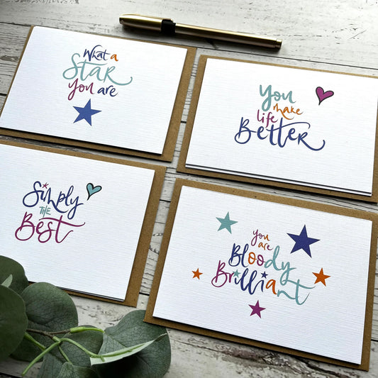 Set of 4 or 8 Positivity Postcards