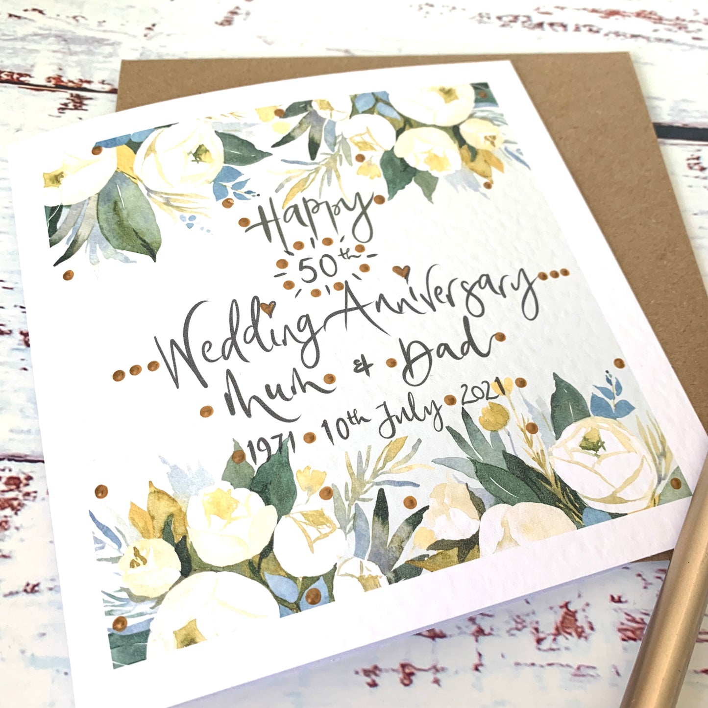 Floral Personalised Anniversary Card