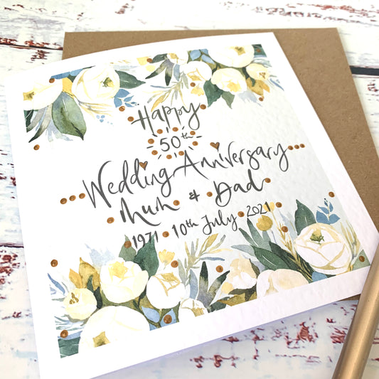 Floral Personalised Anniversary Card