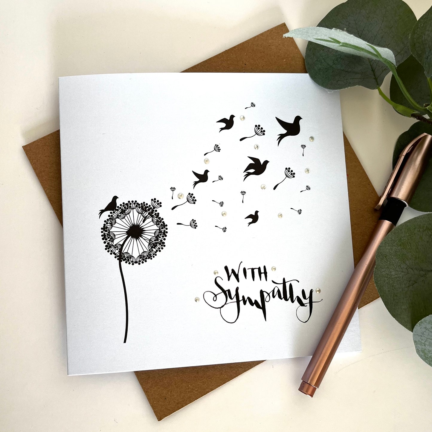 Hand lettered With Sympathy card