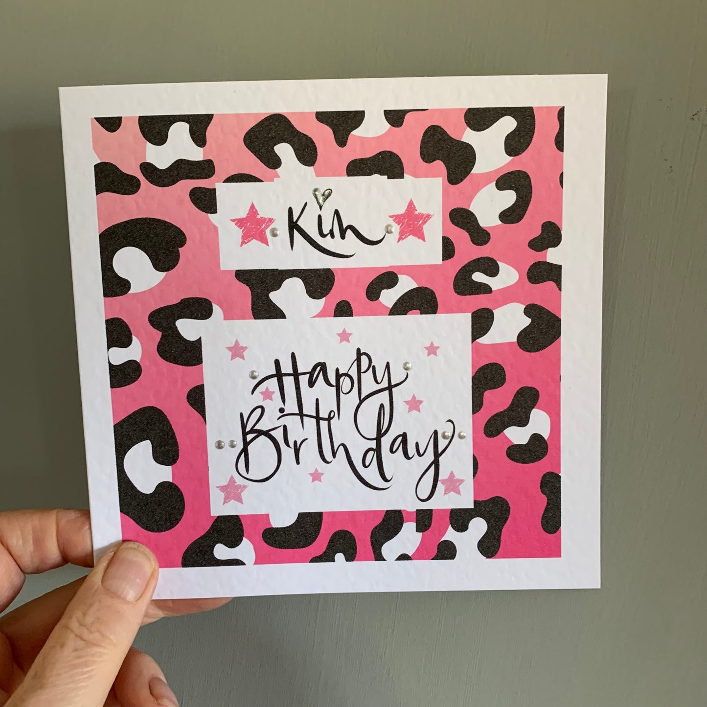 Pink Leopard Print Birthday Card