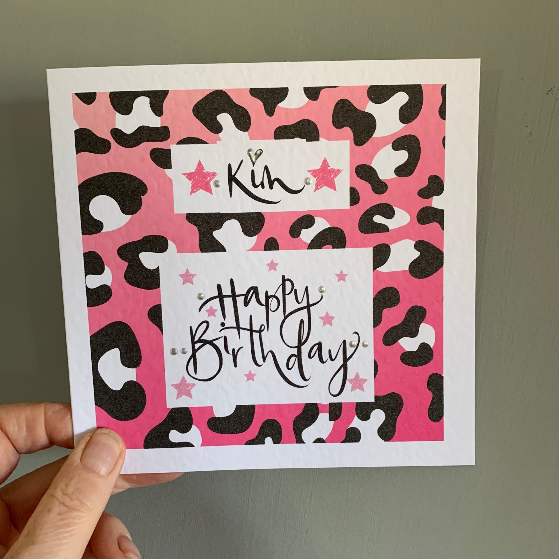 Pink Leopard Print Birthday Card