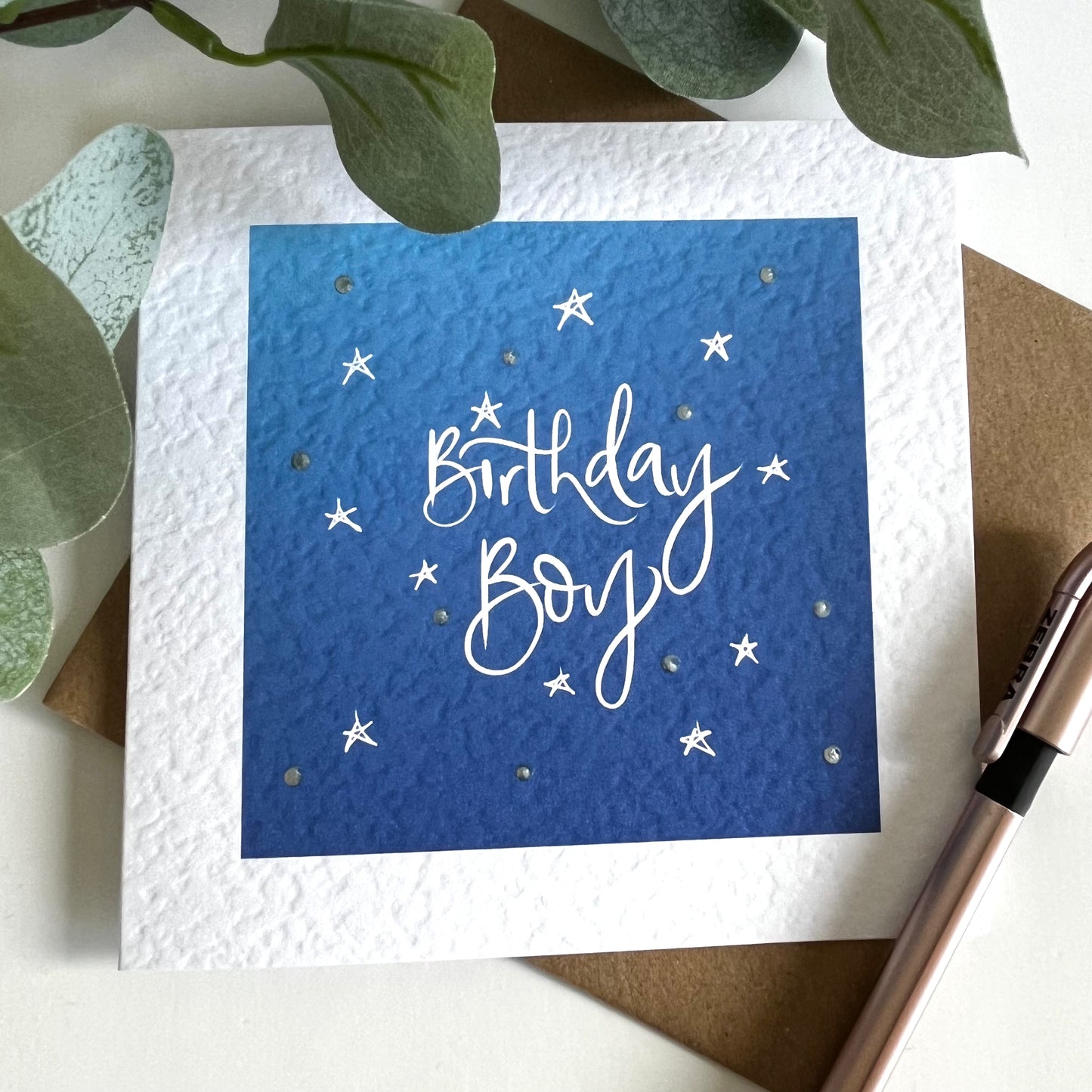 Birthday Boy Card Blue with Stars