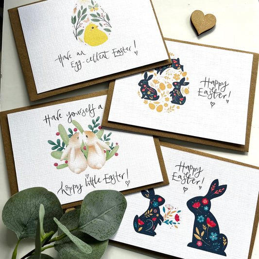 Set of 4, 8 or tin of 12 Cute Easter postcard