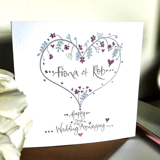 Personalised Pretty Floral Wedding Anniversary Card