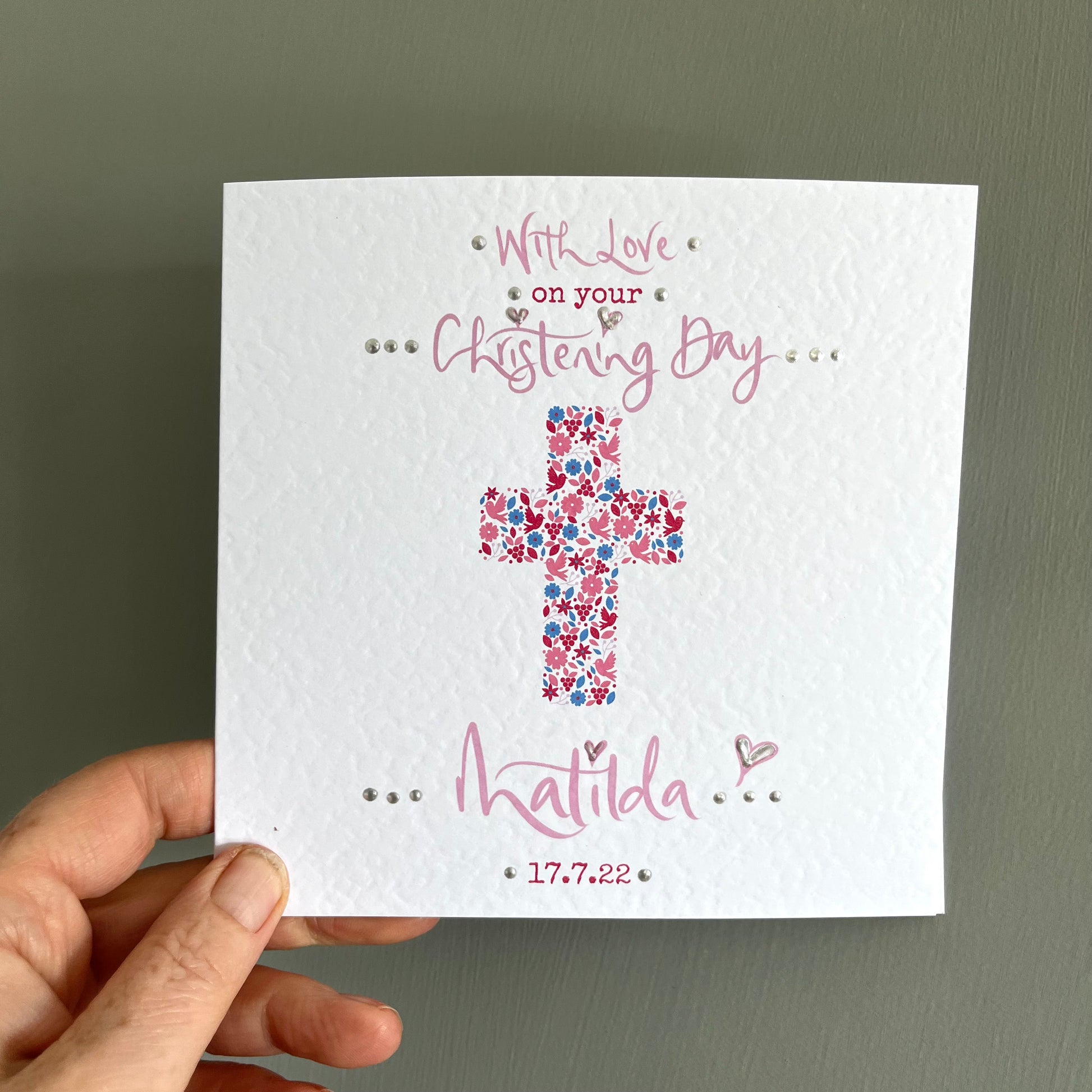Pink With Love on your Christening Card