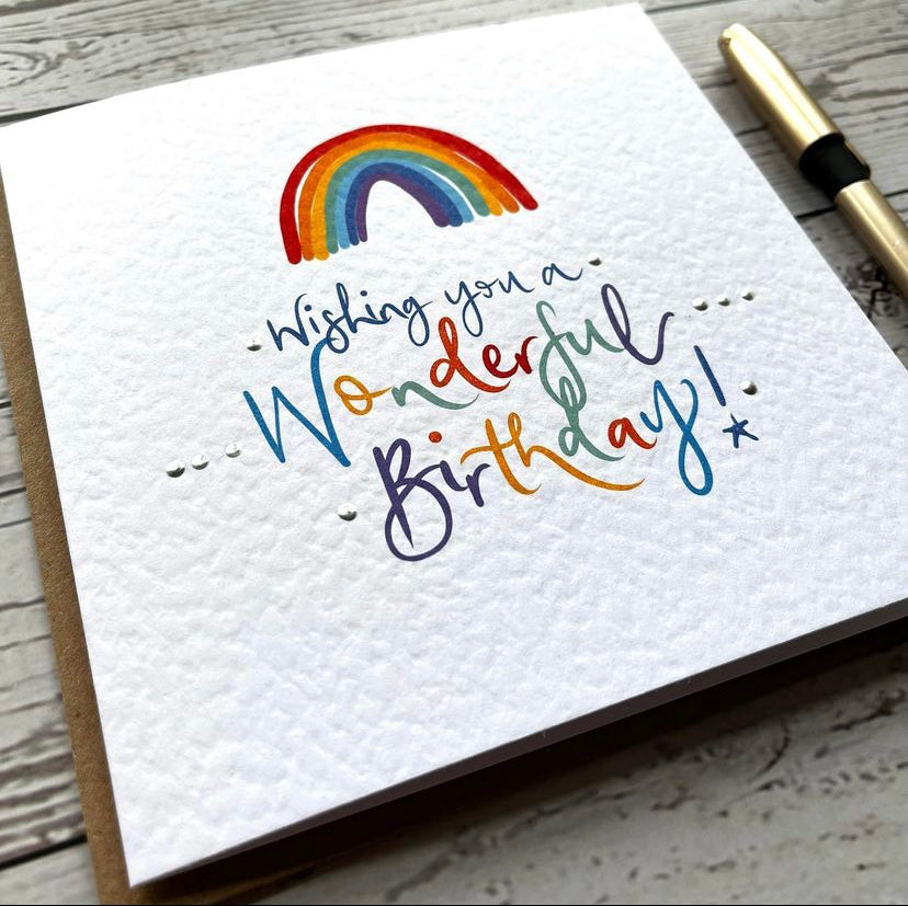Rainbow Wonderful Wishes Birthday Card