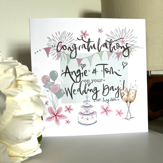 Personalised Celebrations and Cake Wedding card