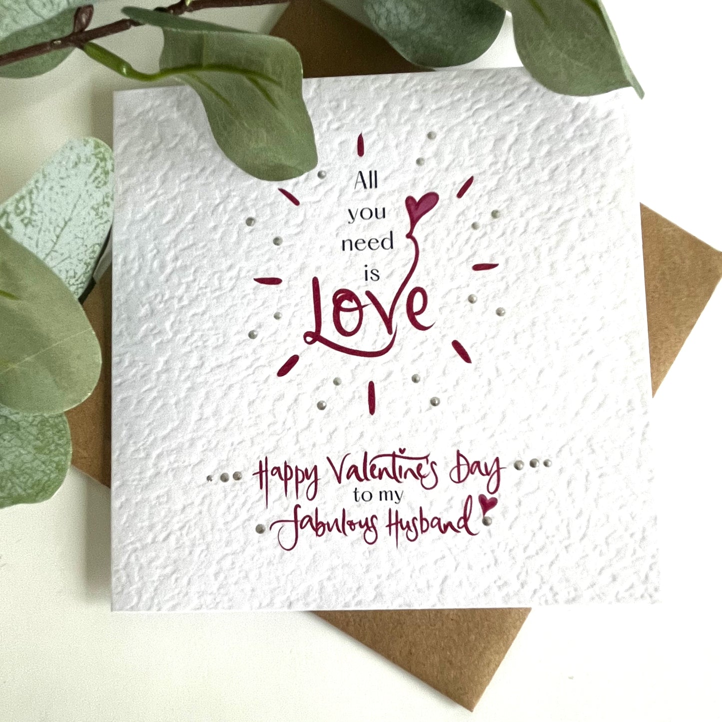 Personalised All You Need Is Love Valentines Card