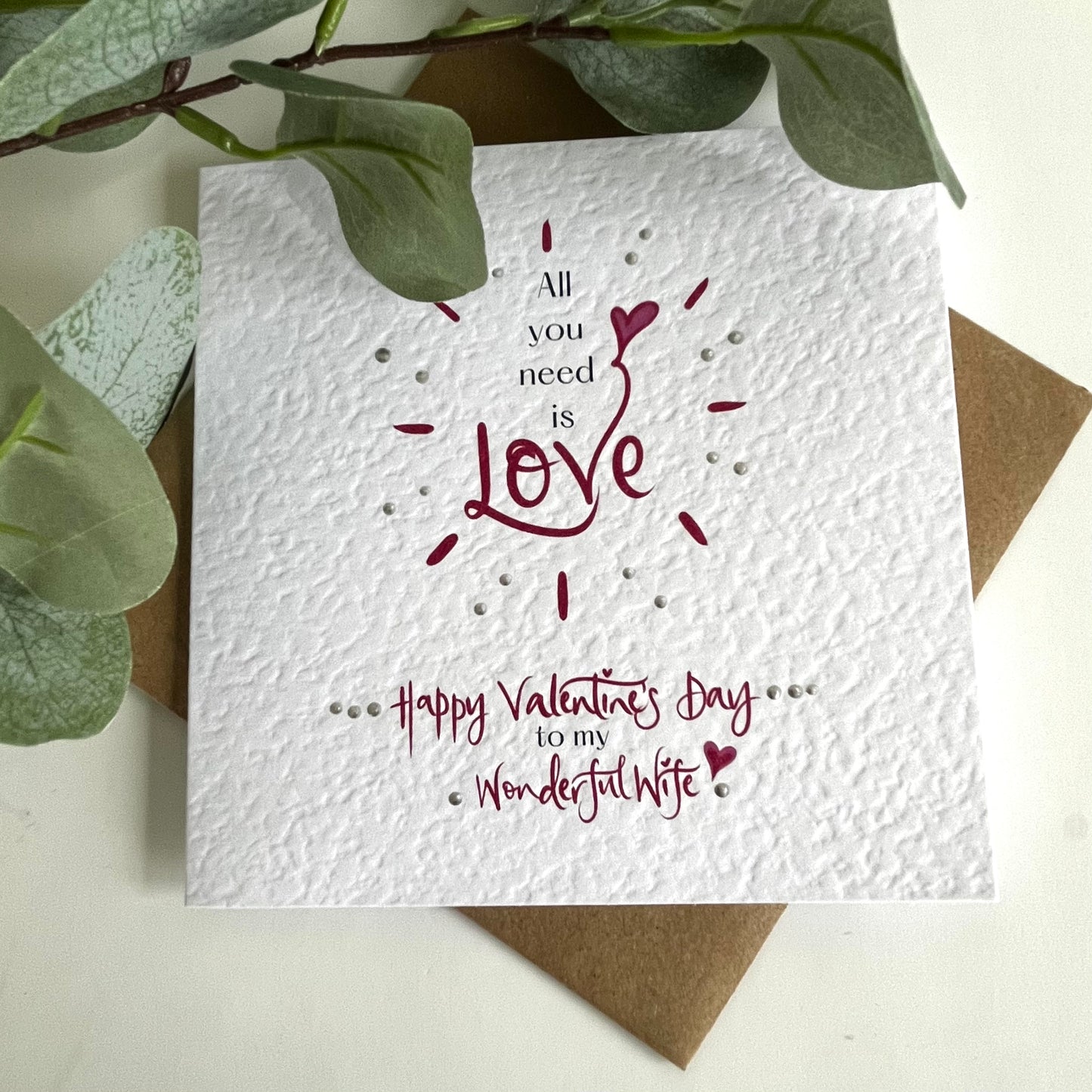 Personalised All You Need Is Love Valentines Card