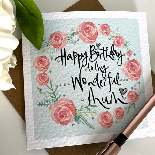 Wonderful Mum's Birthday Roses Card