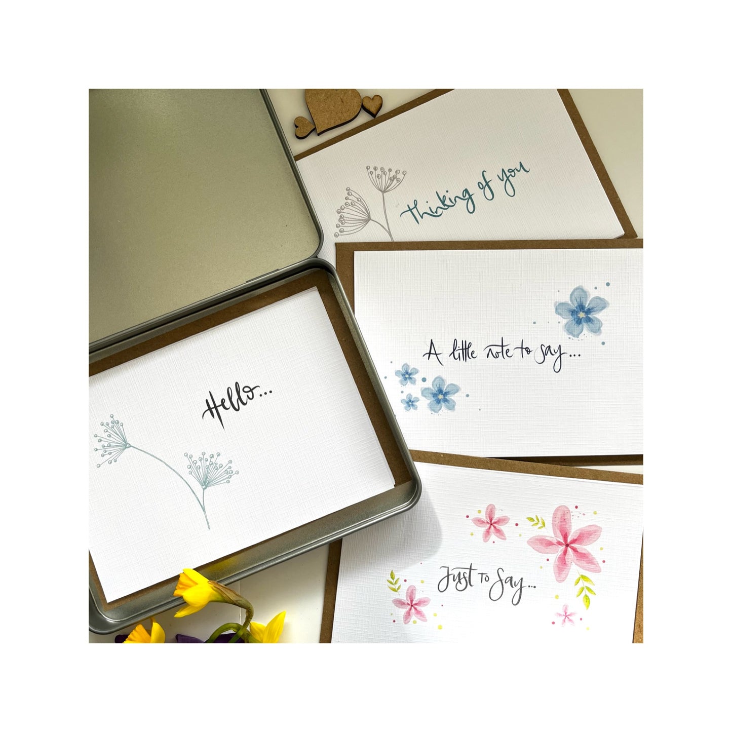 Set of 4 or 8 or Tin of 12 Spring Postcards.