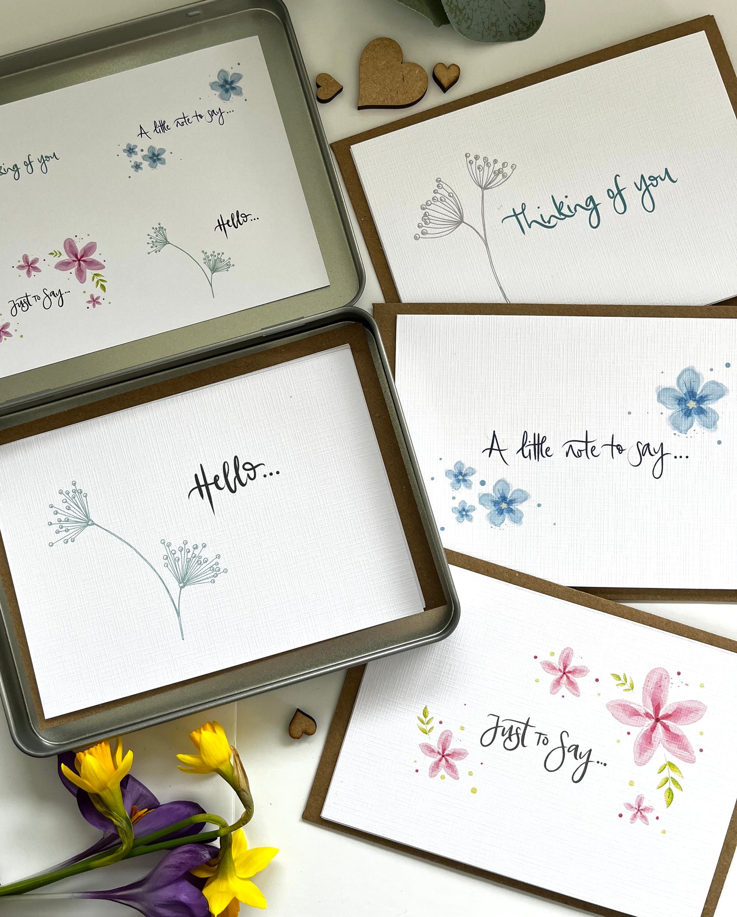 Set of 4 or 8 or Tin of 12 Spring Postcards.
