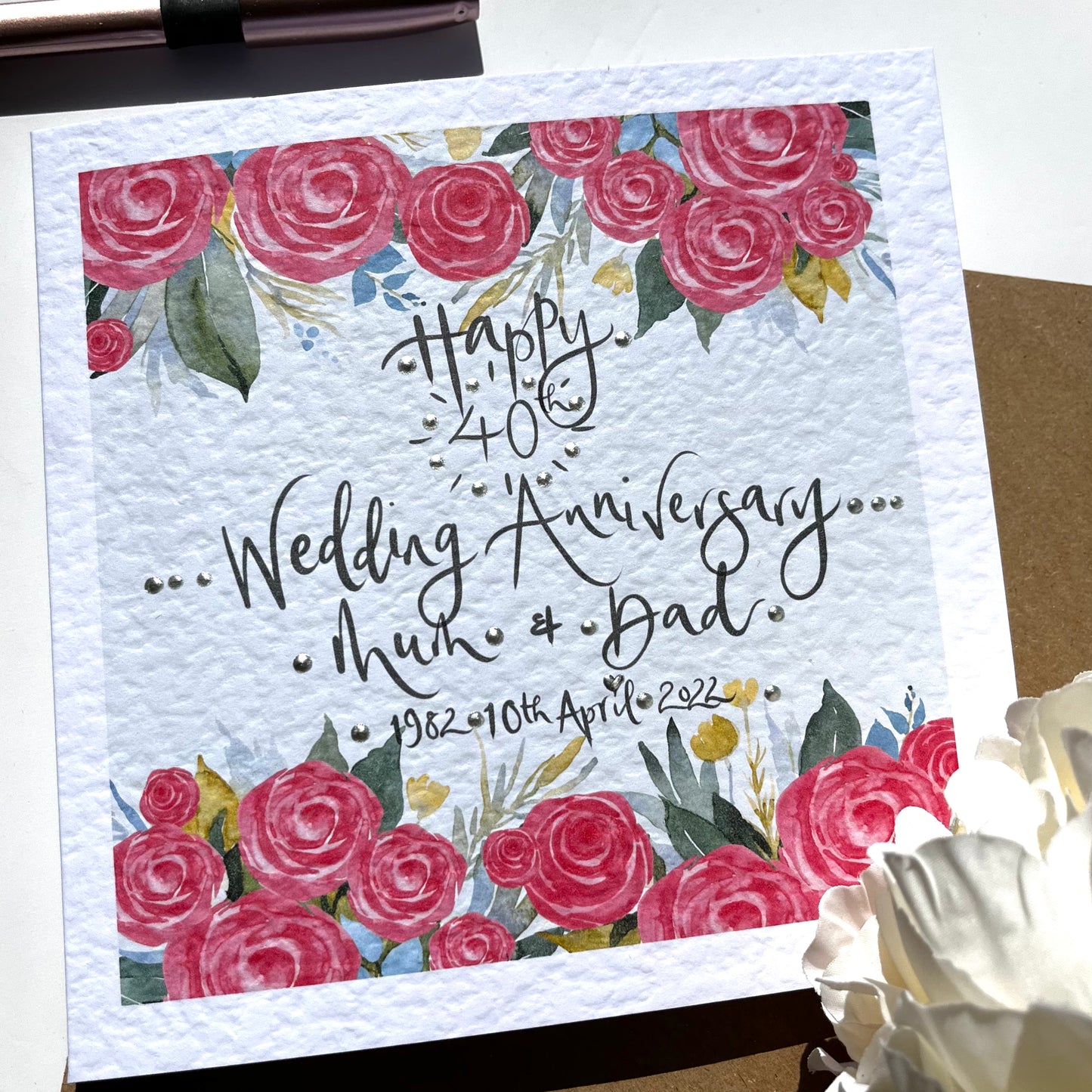 Floral Personalised Anniversary Card