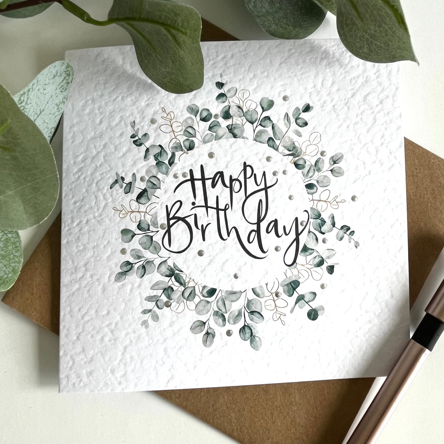 Eucalyptus Border Birthday Card