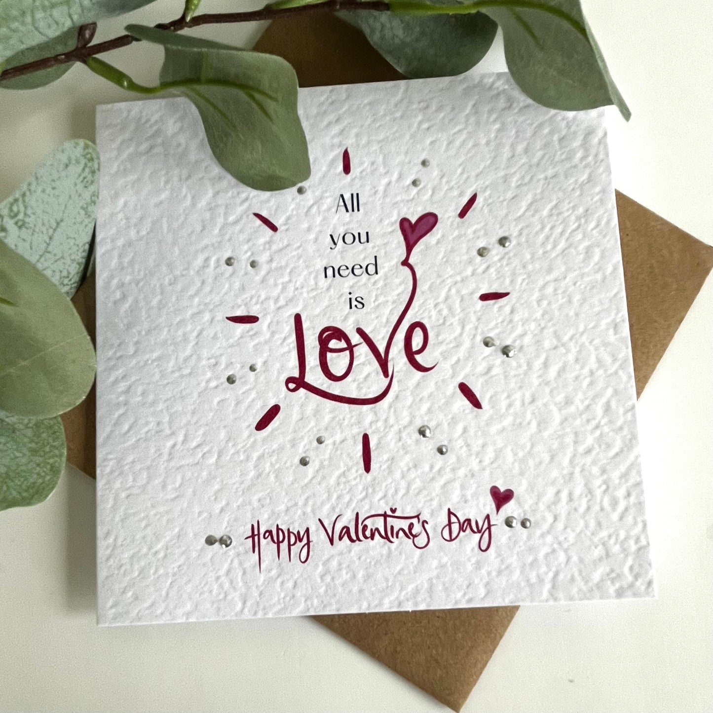 Personalised All You Need Is Love Valentines Card
