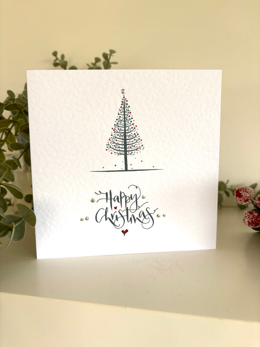 Simple Scandi Christmas Tree Happy Christmas Greetings Card Pack of 5