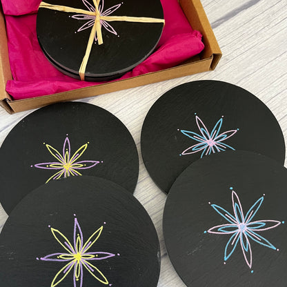 Hand-decorated Slate Coasters by Coppertop Cards