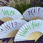 Hand-lettered paper fans