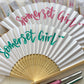Hand-lettered paper fans