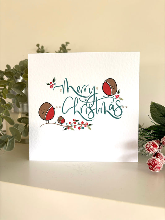 Merry Christmas Robin Card Pack of 5